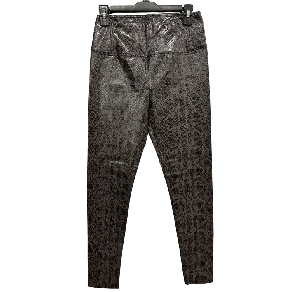 7 For All Mankind Womens Grey Snakeskin High Rise Coated Leggings Small Edgy
